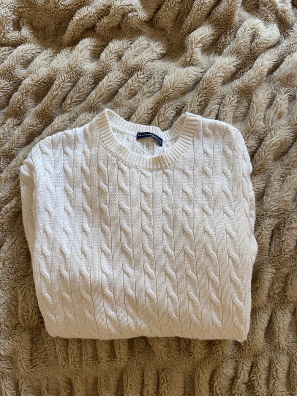 Brandy white sweater cable knit